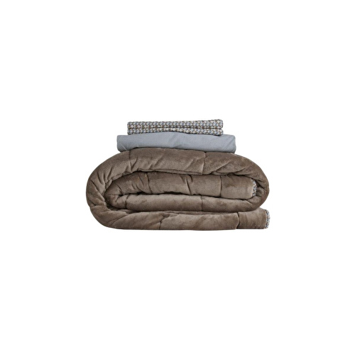 Othello Çift Kişilik Çift Taraflı Welsoft Comforter Yorgan Seti Vizon 195x215 Cm - Dormio Soft Trigo Serisi