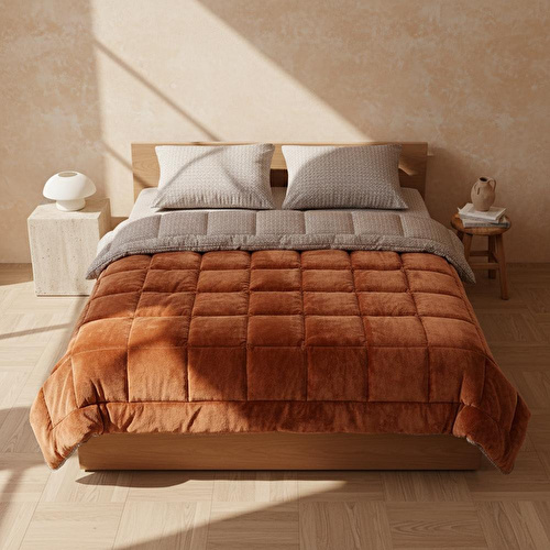 Othello Çift Kişilik Çift Taraflı Welsoft Comforter Yorgan Seti Orange 195x215 Cm - Dormio Soft Trigo Serisi