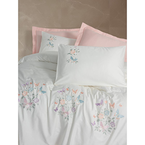 Cotton Box 3d Nakışlı Saten Çift Kişilik Nevresim Takımı Liva Pudra Cotton Box 3d Nakışlı Saten Çift Kişilik Nevresim Takımı Liva Pudra