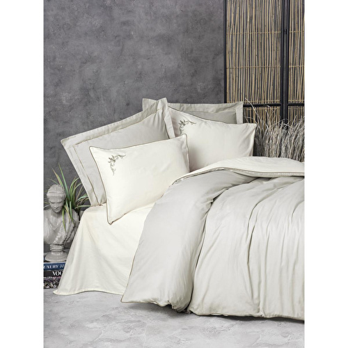 Cotton Box Elite Saten Çift Kişilik Nevresim Takımı Teresa Bej