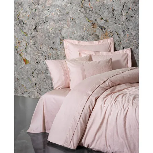 Cotton Box Jakarlı Saten Çift Kişilik Nevresim Takımı Jana Pudra