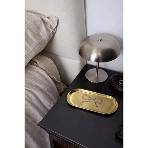 Beige & Stone Fiyonk Desenli Gold Paslanmaz Çelik Çok Amaçlı Tepsi - Takılık, Sunumluk, Organizer Ve Düzenleyici