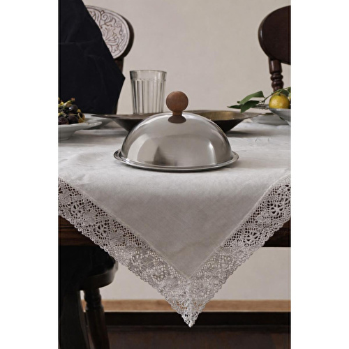 Beige & Stone Ahşap Kulplu Fanus Paslanmaz Çelik Gümüş 18 Cm Tabaklı Kek Pasta Sunum Stand Tepsi