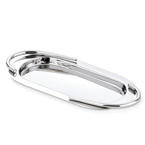 Cornella Basic Elips Sunum Tepsisi Silver Küçük En:14 Cm X Boy:31 Cm