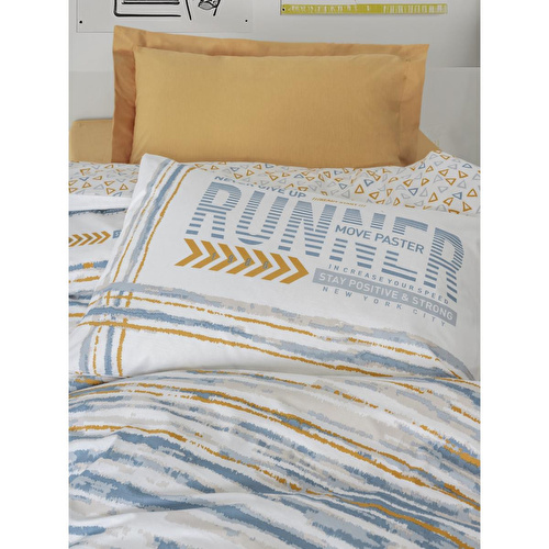 Cotton Box Genç Odası Tek Kişilik Lastikli Çarşaflı Nevresim Takımı Dashon Sarı