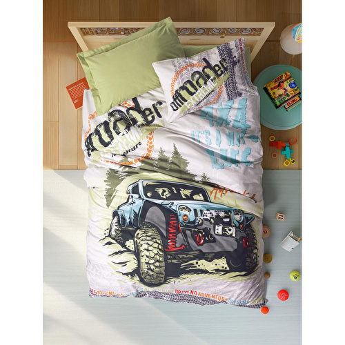 Cotton Box Junior Tek Kişilik Lastikli Çarşaflı Nevresim Takımı Adventure Yeşil
