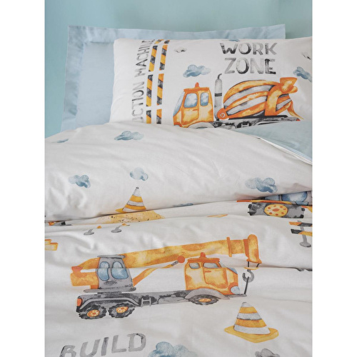 Cotton Box Junior Tek Kişilik Lastikli Çarşaflı Nevresim Takımı Buildo Mavi