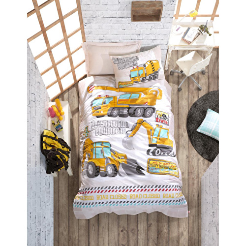 Cotton Box Junior Tek Kişilik Lastikli Çarşaflı Nevresim Takımı Track Turkuaz