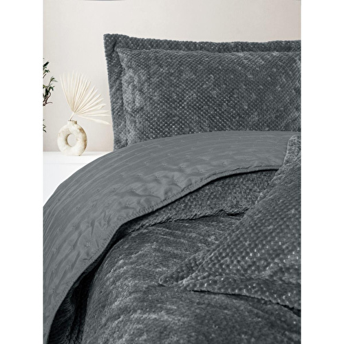 Cotton Box Softnest Tek Kişilik Yatak Örtüsü Boleta Koyu Gri