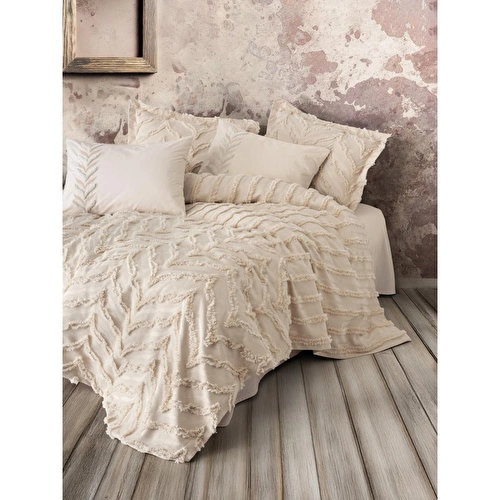 Cotton Box Limi Çift Kişilik Yatak Örtülü Nevresim Takımı Crimp Bej