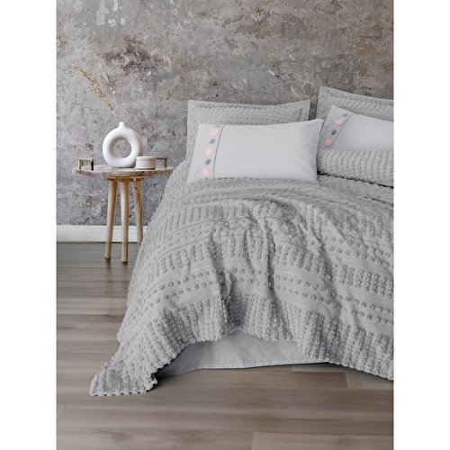 Cotton Box Limi Çift Kişilik Yatak Örtülü Nevresim Takımı Siva Gri