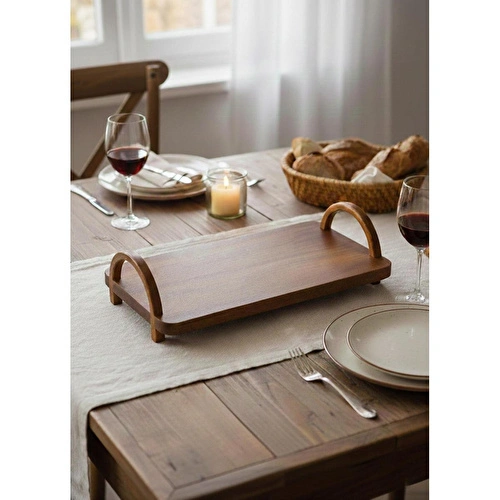 The Mia Natura Akasya Kulplu Tepsi 30x16x8 Cm