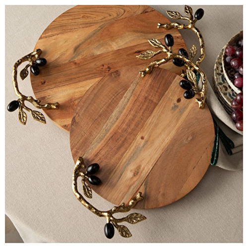 Mudo Home Olive Ahşap Dekorati̇f Tepsi̇ 45x33x6cm