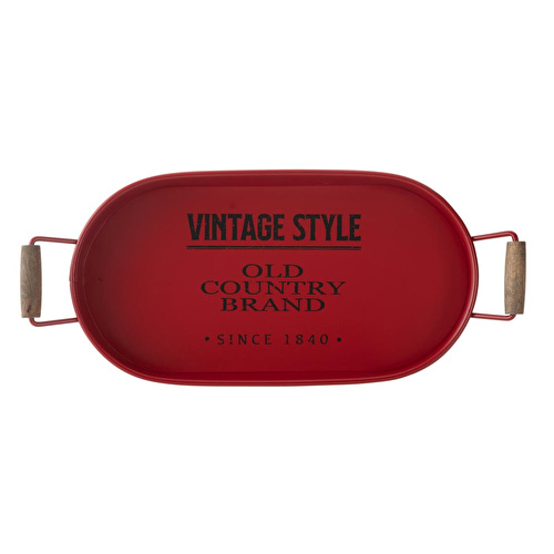 Mudo Home Dublin Oval Tepsi̇ Kirmizi 44x22 Cm