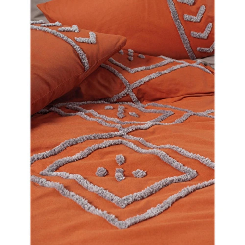 Cotton Box Puff Nakışlı Çift Kişilik Nevresim Takımı Liya Kiremit-bej Cotton Box Puff Nakışlı Çift Kişilik Nevresim Takımı Liya Kiremit-bej