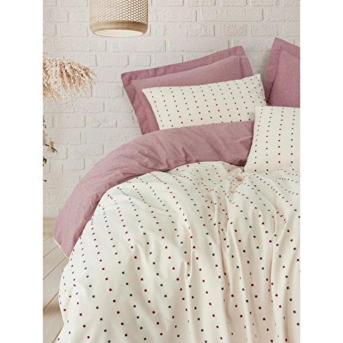 Cotton Box Loopra Çift Kişilik Nevresim Takımı Veyra Bordo