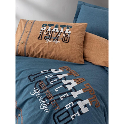 Cotton Box Mood Nakışlı Ranforce Tek Kişilik Nevresim Takımı State Tarçın