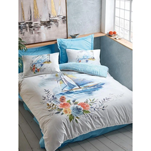 Cotton Box Maritime Tek Kişilik Nevresim Takımı Morgan Mavi