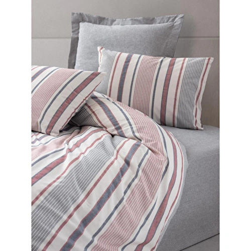 Cotton Box Natureforce İpliği Boyalı Çift Kişilik Nevresim Takımı Duo Mavi