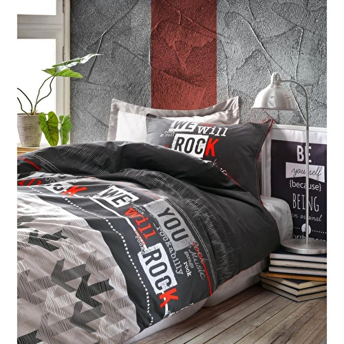 Cotton Box Genç Odası Tek Kişilik Nevresim Takımı Rock Kırmızı