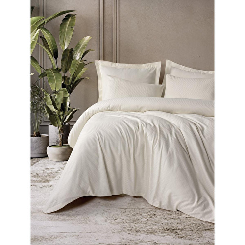 Cotton Box Plaid Ranforce Tek Kişilik Nevresim Takımı Krem