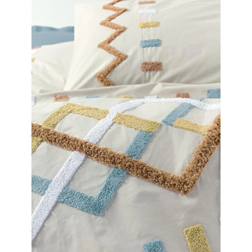 Cotton Box Puff Nakışlı Çift Kişilik Nevresim Takımı Mellow Mint