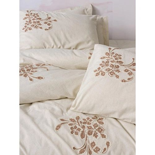 Cotton Box Cotton Keten Çift Kişilik Nevresim Takımı Kaneli