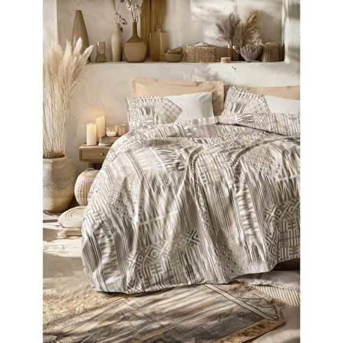 Cotton Box Ethnic Tek Kişilik Nevresim Takımı Amara Karamel