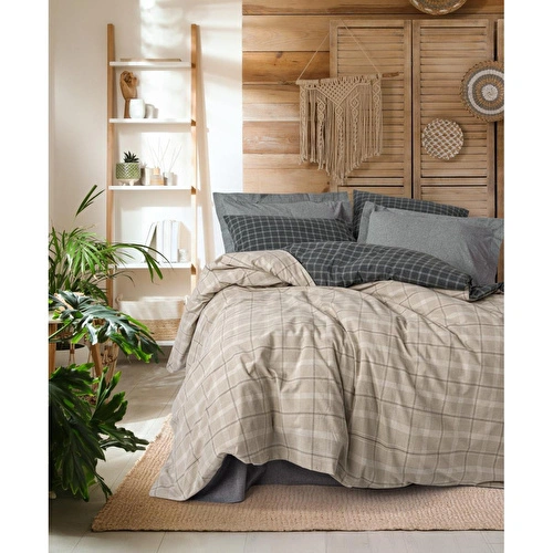 Cotton Box Warm Flanel Çift Kişilik Nevresim Takımı Siiras Gri