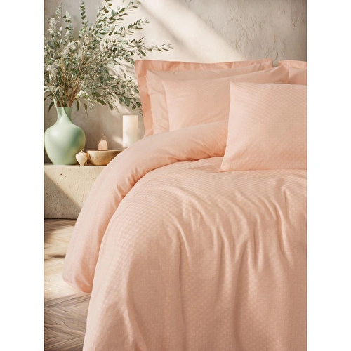 Cotton Box Plaid Ranforce Tek Kişilik Nevresim Takımı Plaid Somon