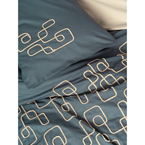 Cotton Box Nakışlı Ranforce Çift Kişilik Nevresim Takımı Kerja Bej