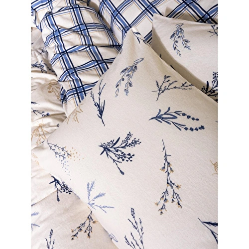 Cotton Box Flanel Çift Kişilik Nevresim Takımı Lavanid Mavi Cotton Box Flanel Çift Kişilik Nevresim Takımı Lavanid Mavi
