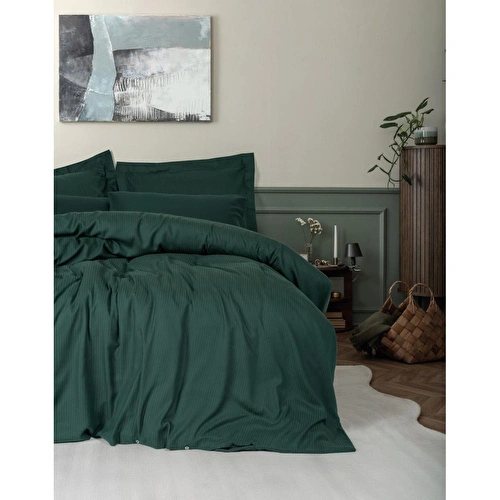 Cotton Box Tensel Craft Çift Kişilik Nevresim Takımı Petrol