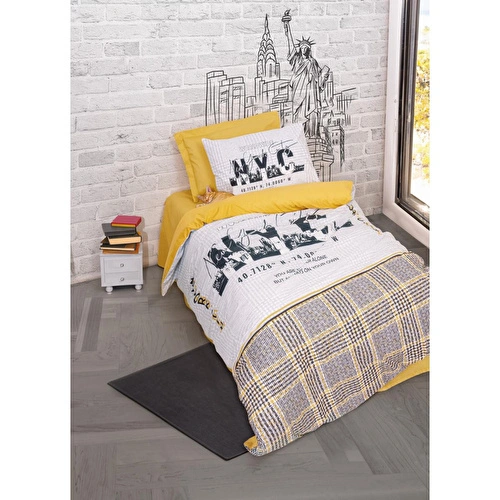 Cotton Box Genç Odası Tek Kişilik Nevresim Takımı Worldwide Hardal