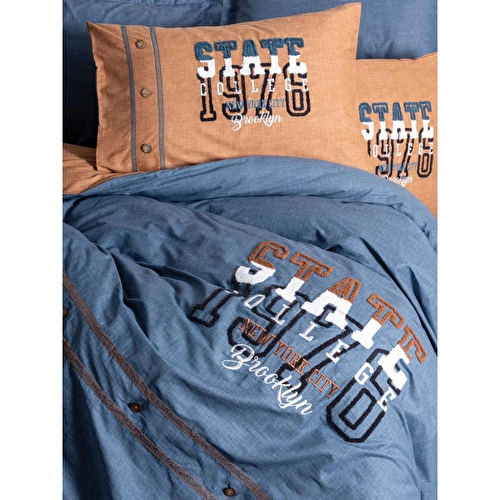 Cotton Box Mood Nakışlı Ranforce Çift Kişilik Nevresim Takımı State Tarçın