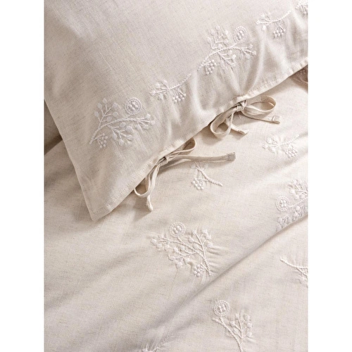 Cotton Box Cotton Keten Çift Kişilik Nevresim Takımı Esmira Bej Cotton Box Cotton Keten Çift Kişilik Nevresim Takımı Esmira Bej