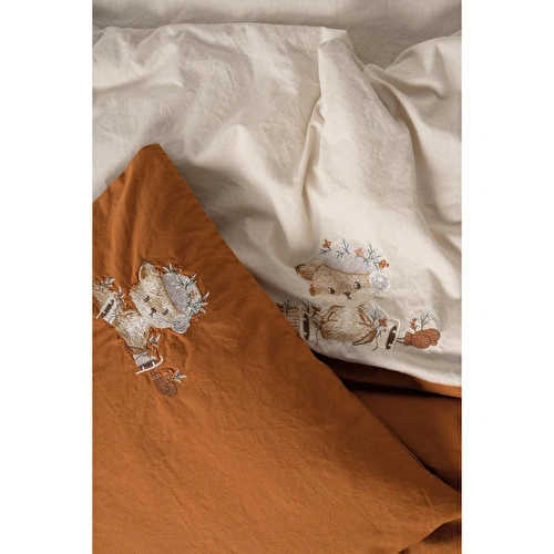 Cotton Box Cuddly Nakışlı Bebek Nevresim Takımı Clever Bej