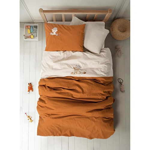 Cotton Box Cuddly Nakışlı Bebek Nevresim Takımı Clever Bej