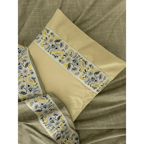 Cotton Box Folk Art Çift Kişilik Nevresim Takımı Elowen Sarı