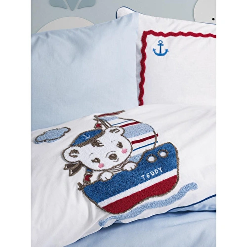 Cotton Box Punch Nakışlı Bebek Nevresim Takımı Miniyo Mavi