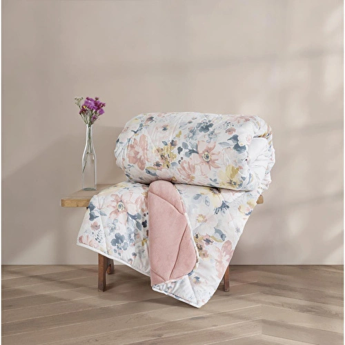 Cotton Box Velvet Çift Kişilik Yorgan Dalya Pudra 195x215 Cm