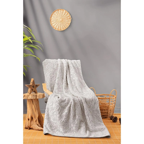 Cotton Box Emboss Çift Kişilik Battaniye Taş