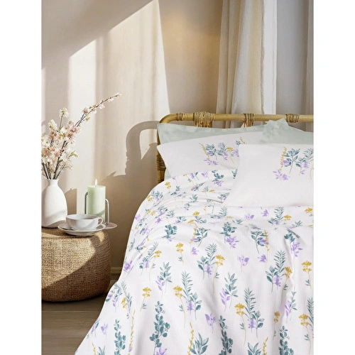 Cotton Box Estiva Tek Kişilik Pike Takımı Twig Mint