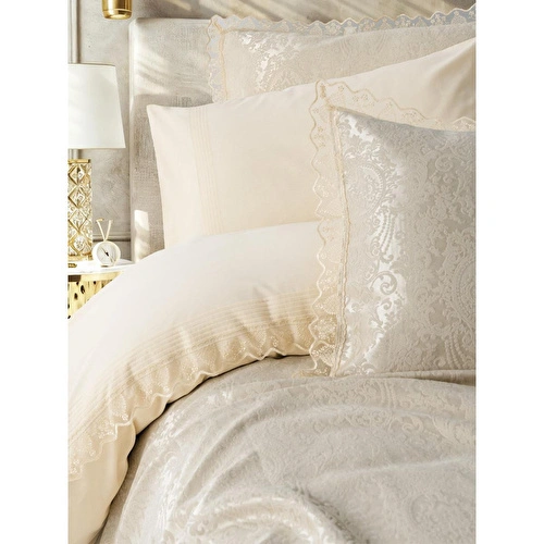 Cotton Box Chi Chi Çift Kişilik Pikeli Nevresim Takımı Velora Cappuccino