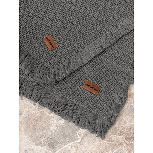 Cotton Box Bath Rug Set Antrasit 75x125 60x90