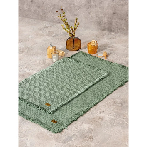 Cotton Box Bath Rug Set Yeşil 75x125 60x90