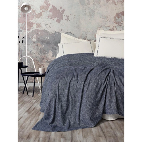 Cotton Box Embrova Şönil Çift Kişilik Yatak Örtüsü/pike Takımı Loom Lacivert