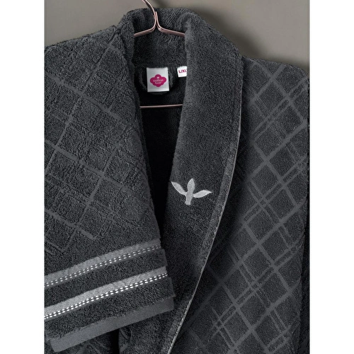 Cotton Box Masculine Aile Bornoz Seti Carlos Beyaz-antrasit