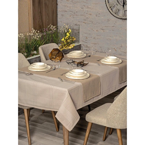 Cotton Box Antique Masa Örtüsü Seti Jasmine Bej 155x220