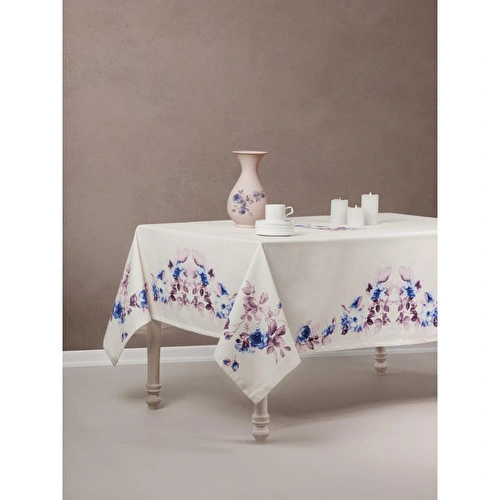 Cotton Box Pano Baskılı Masa Örtüsü Grazra Lila 170x170